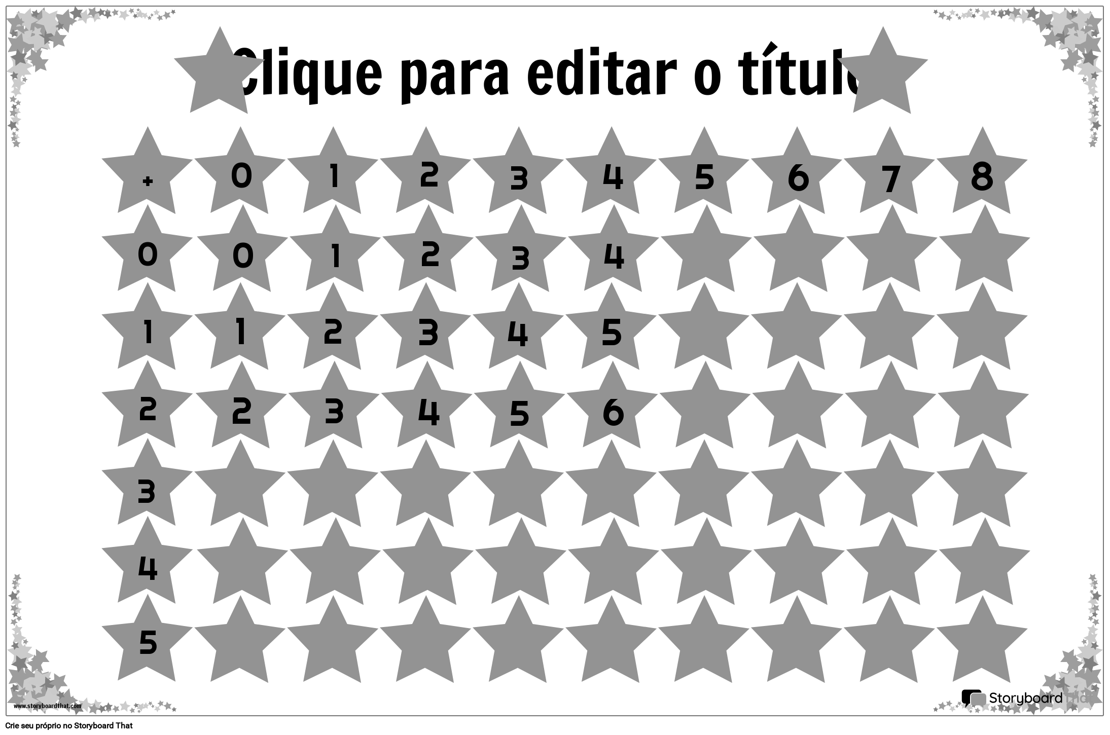 Pôster de Gráficos de Adição com Estrelas em Preto e Branco