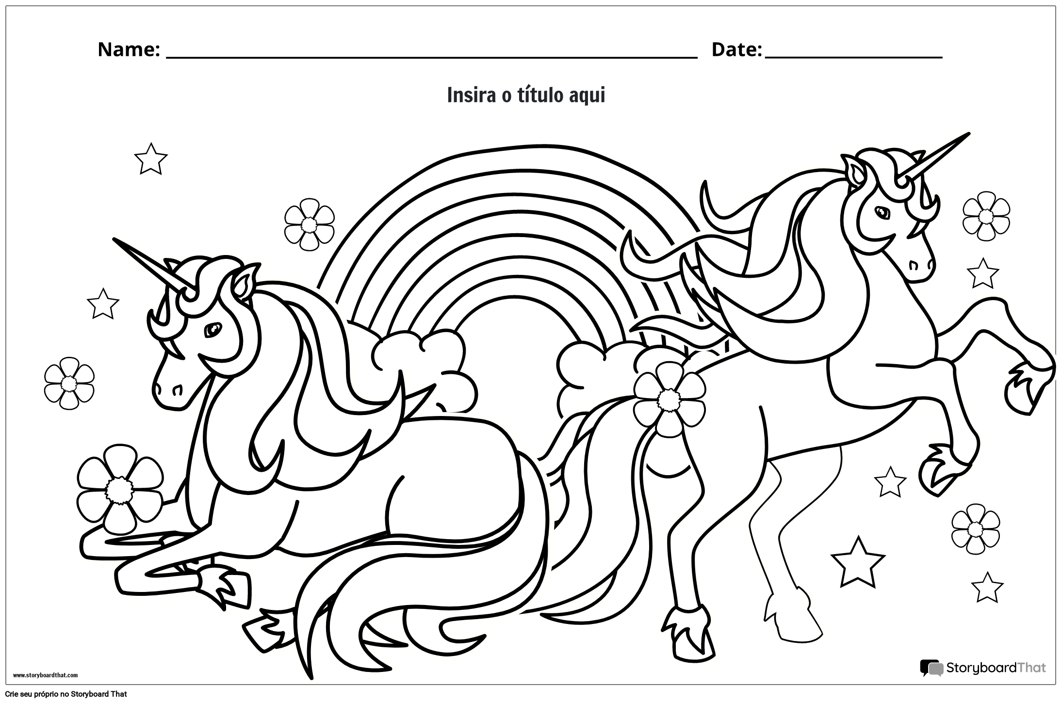 Unicórnio - tema para colorir para imprimir