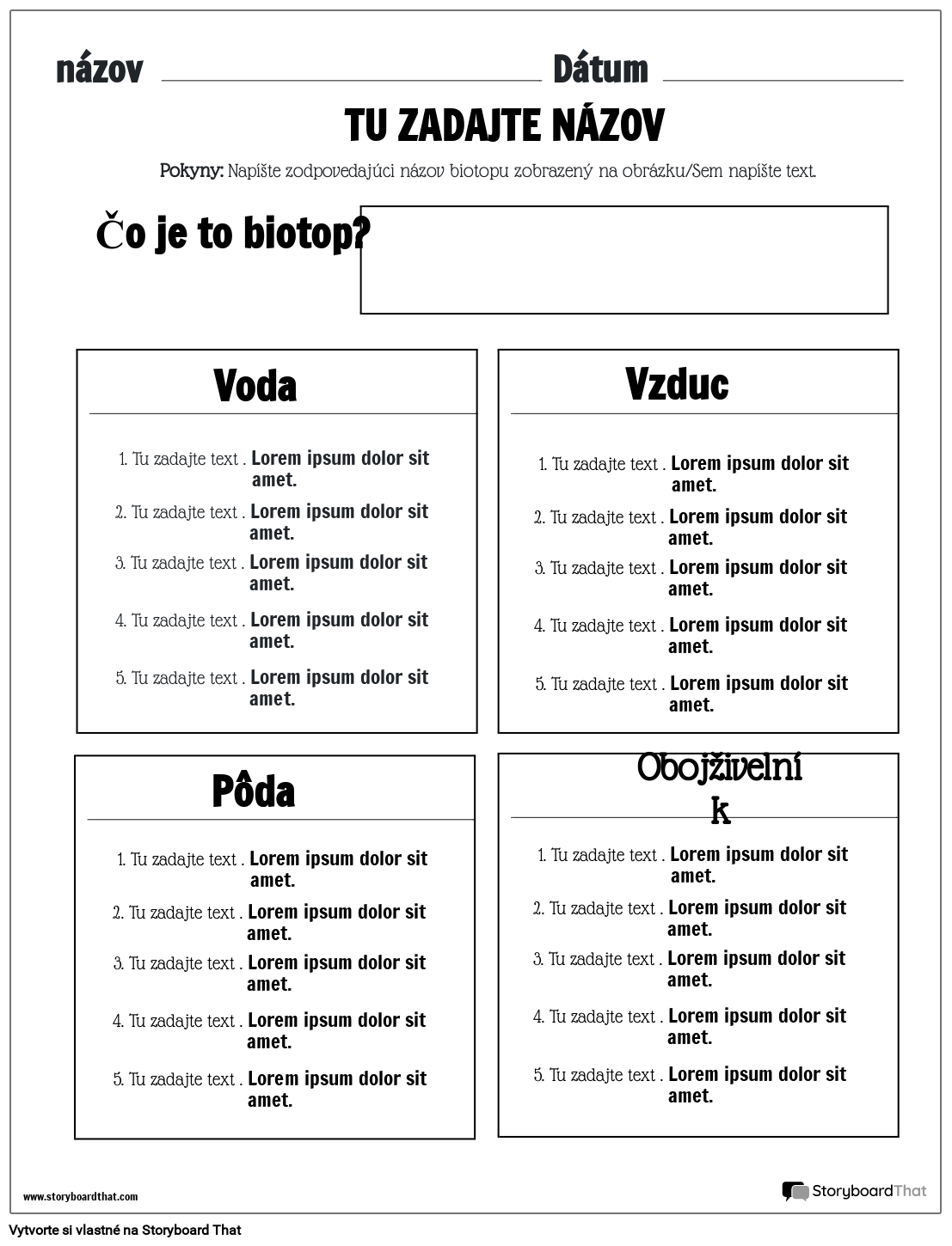 Pracovný list Ekosystémy v odtieňoch šedej