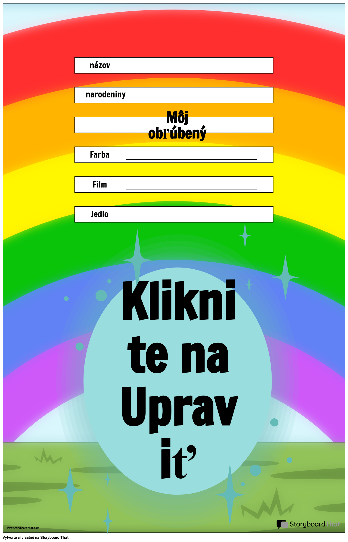 Príklad hviezdy týždňa s dúhami