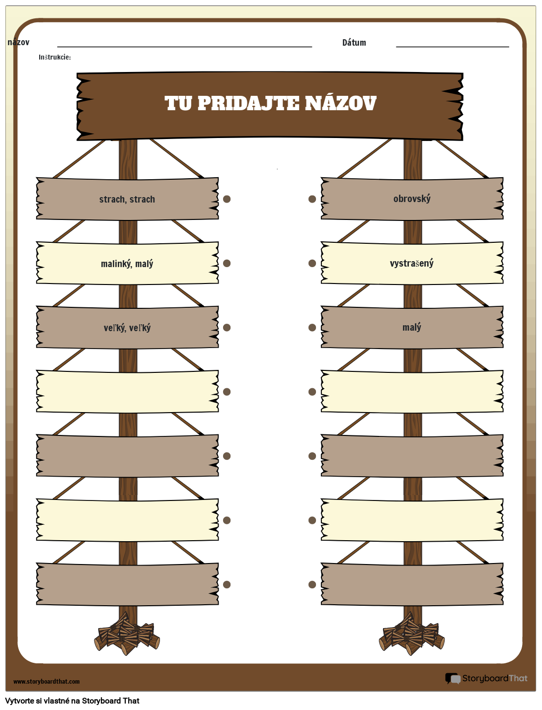 Priraďovanie slov s podobným významom - Pracovný list Odtiene významu