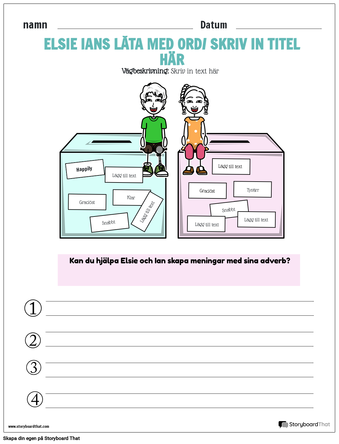 Adverb ordbank arbetsblad