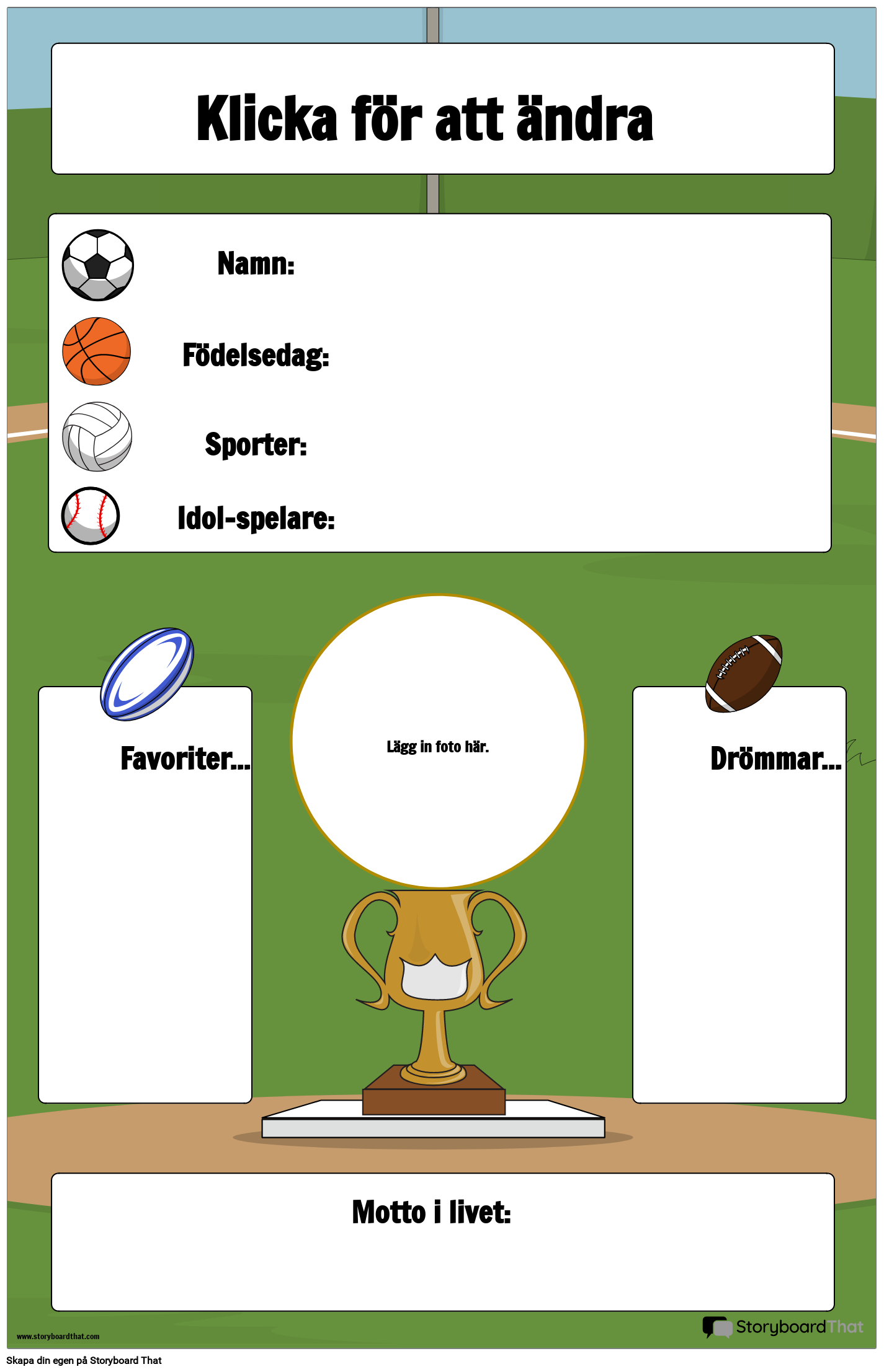 Affisch Veckans Student med Sporttema