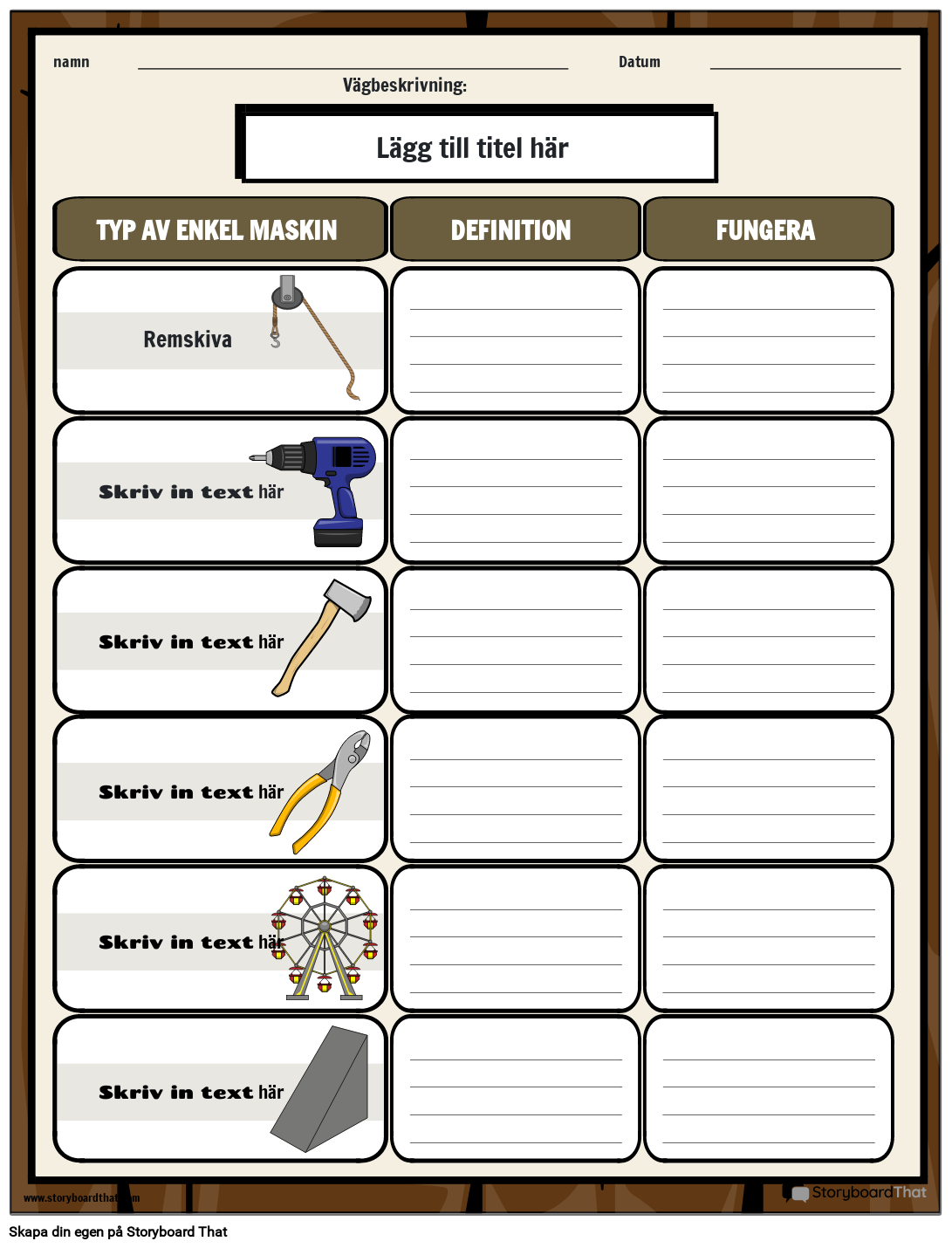Simple Machines Fakta Arbetsblad