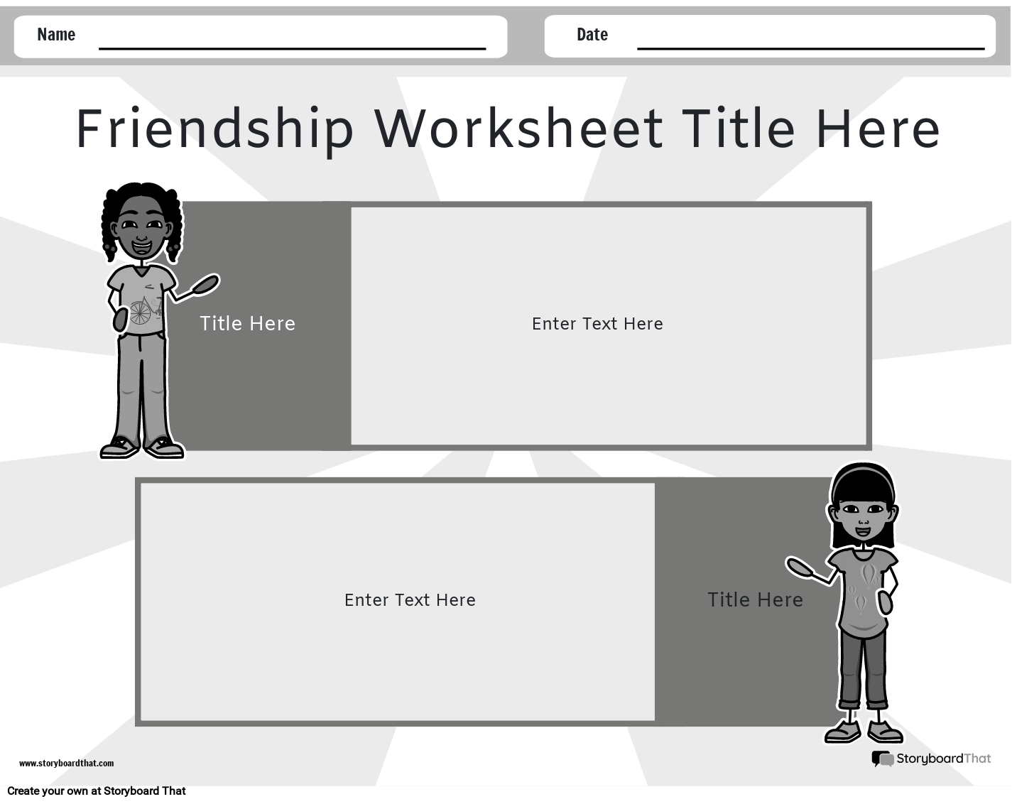 Spiral Background Friendship Worksheet Template