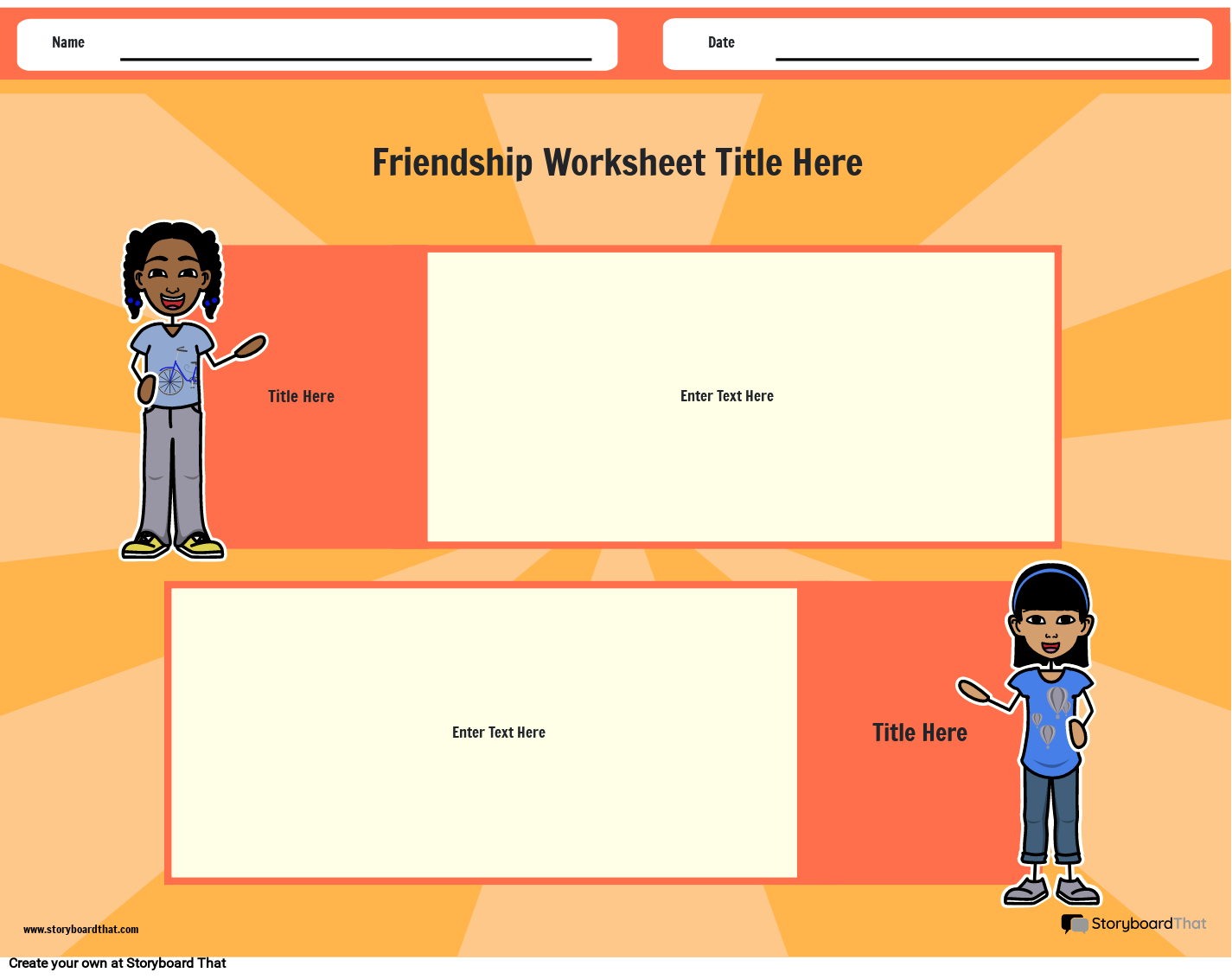 Orange Themed Friendship Worksheet Design