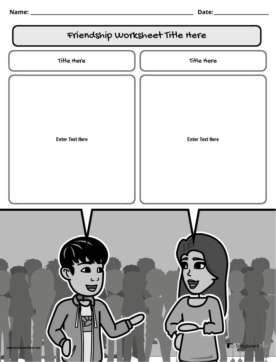 Friendship Worksheet with Empty Speech Boxes