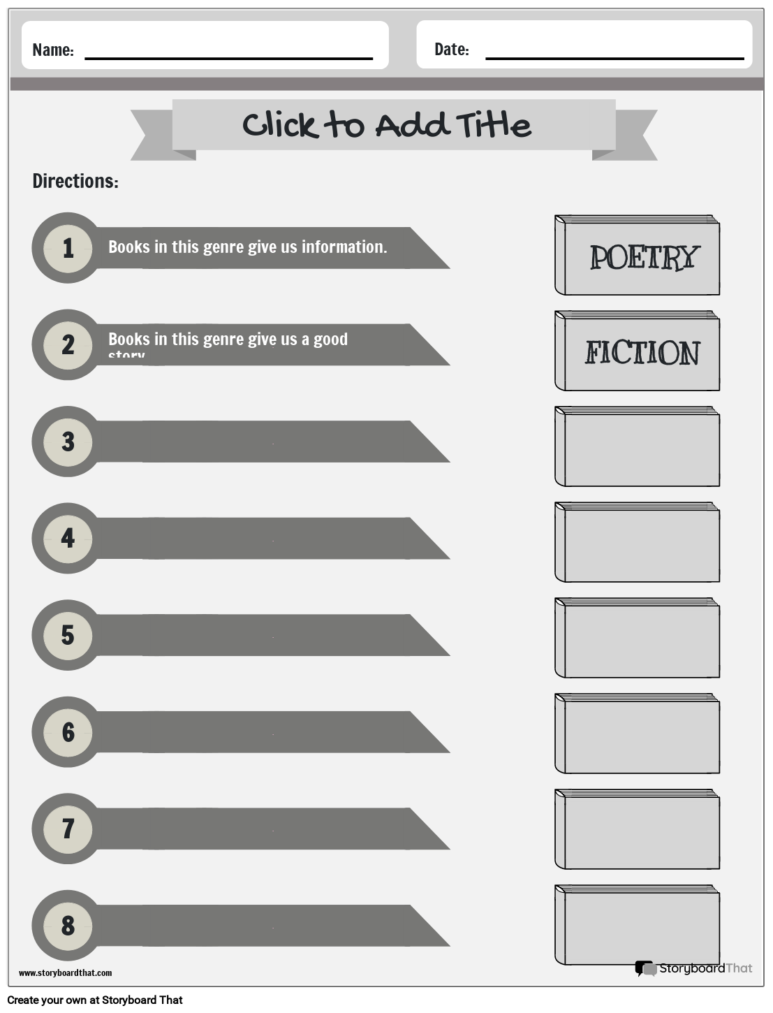 Make a Match: Reading Genres Worksheets