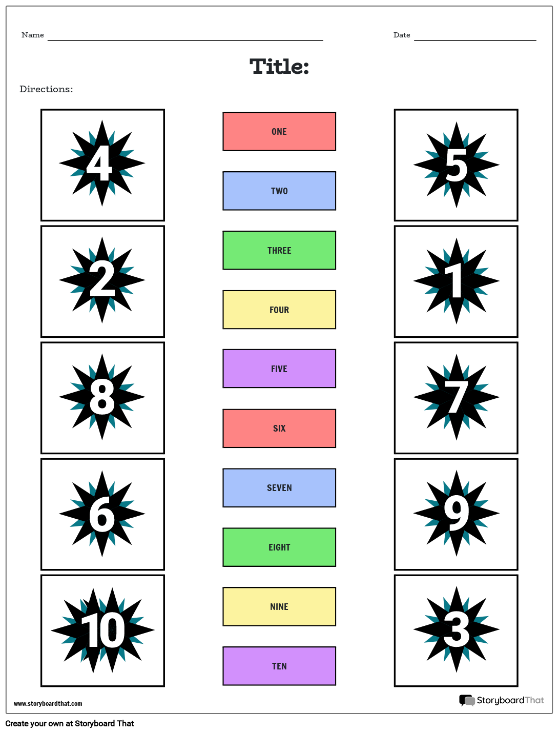 Number Matching Worksheet