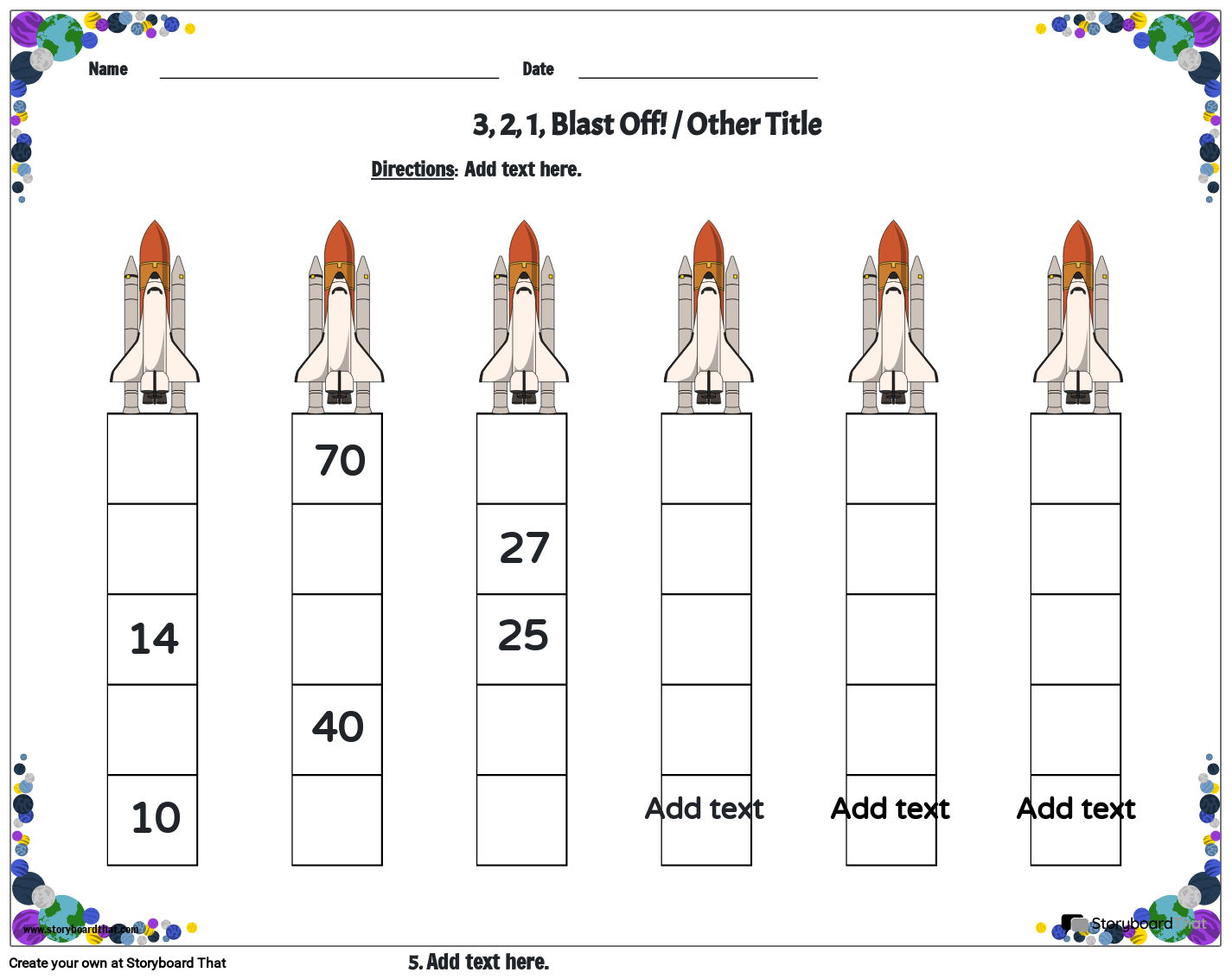 Skip Counting Worksheet with Spaceships