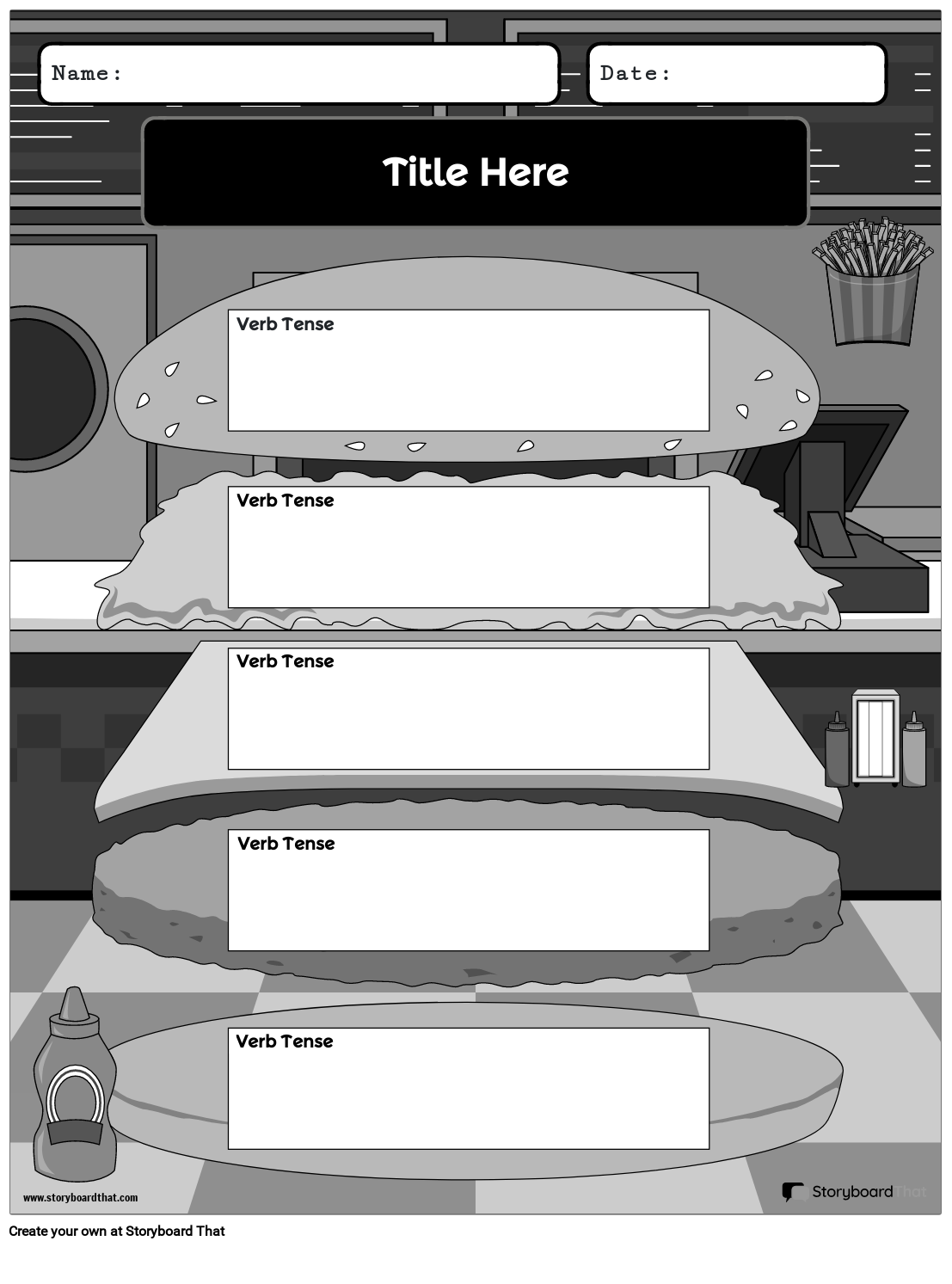 Type of Verbs Examples Worksheet Black and White