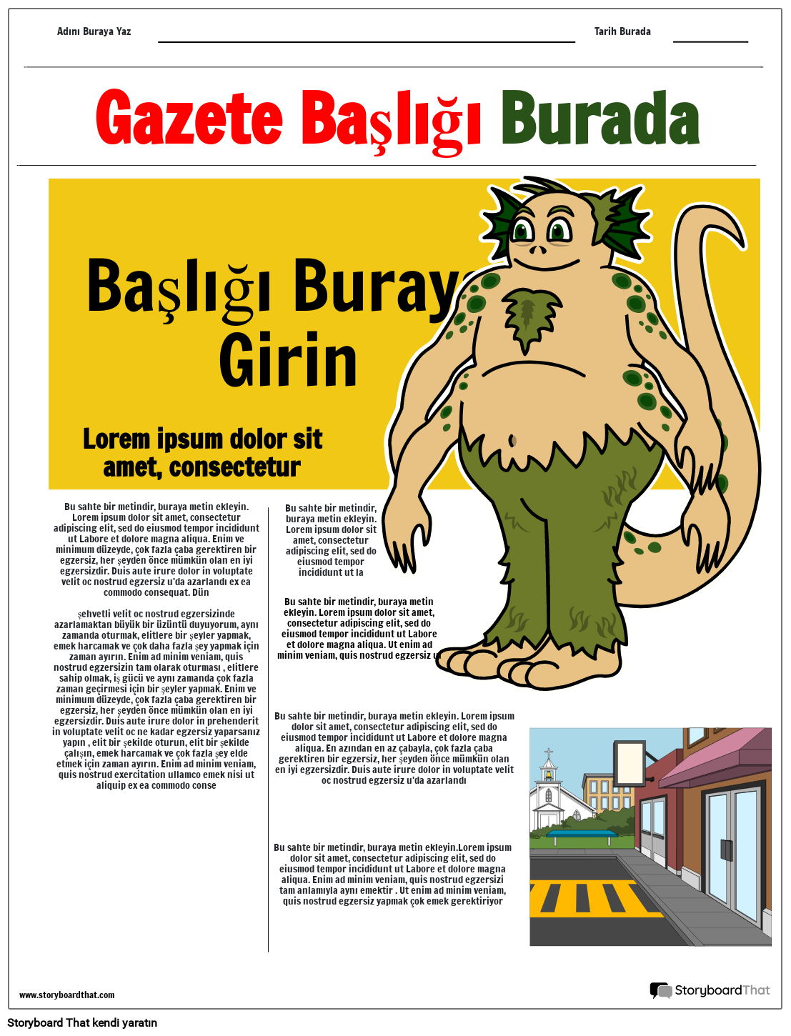 Gazete hikayesi şablonu