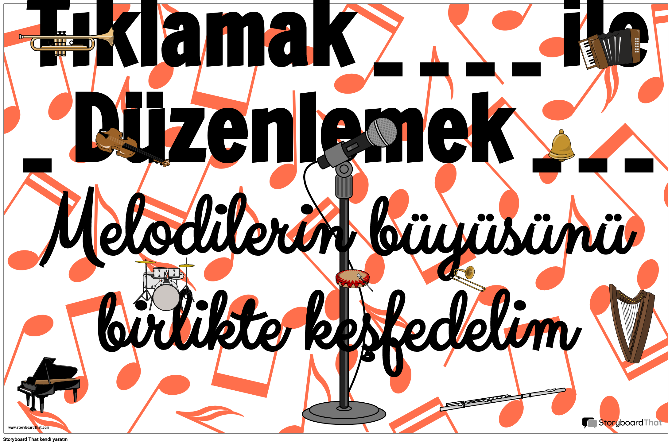 Müzik Notaları Tasarımlı Hoş Geldiniz Posteri