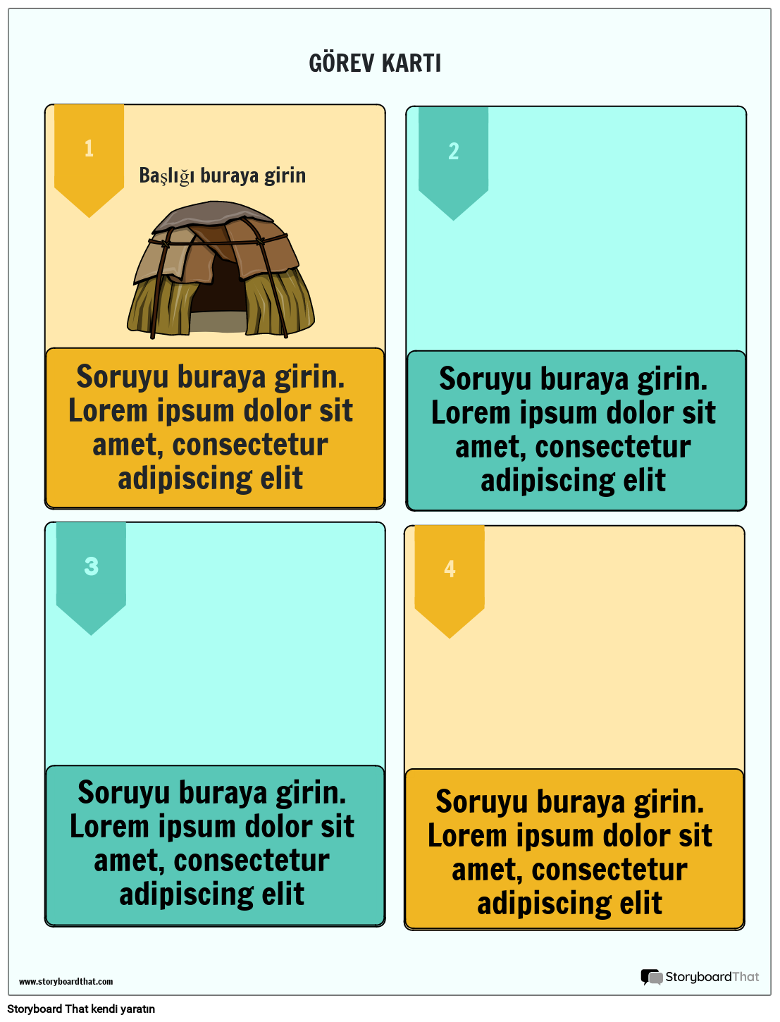 Öğrenme faaliyetleri için görev kartı
