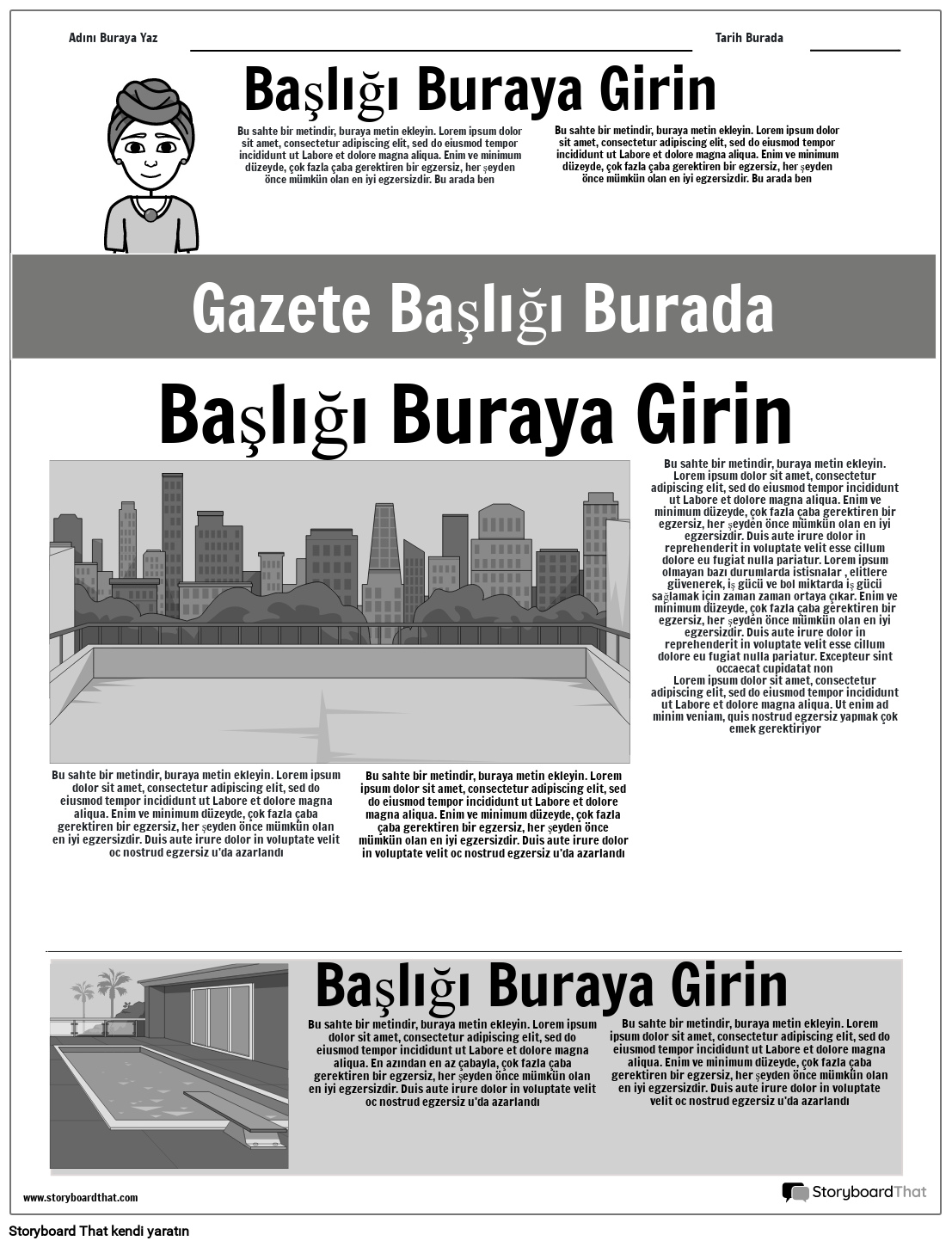 Ön sayfa gazete şablonu Gri