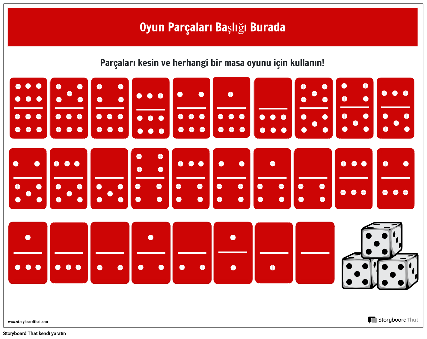 Yazdırılabilir Domino Oyun Parçaları