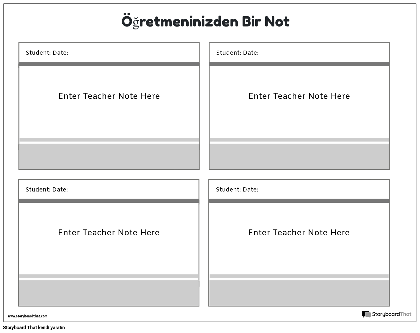Yeni Oluşturma Sayfası Öğretmen Notları Şablonu 2 (Siyah Beyaz)