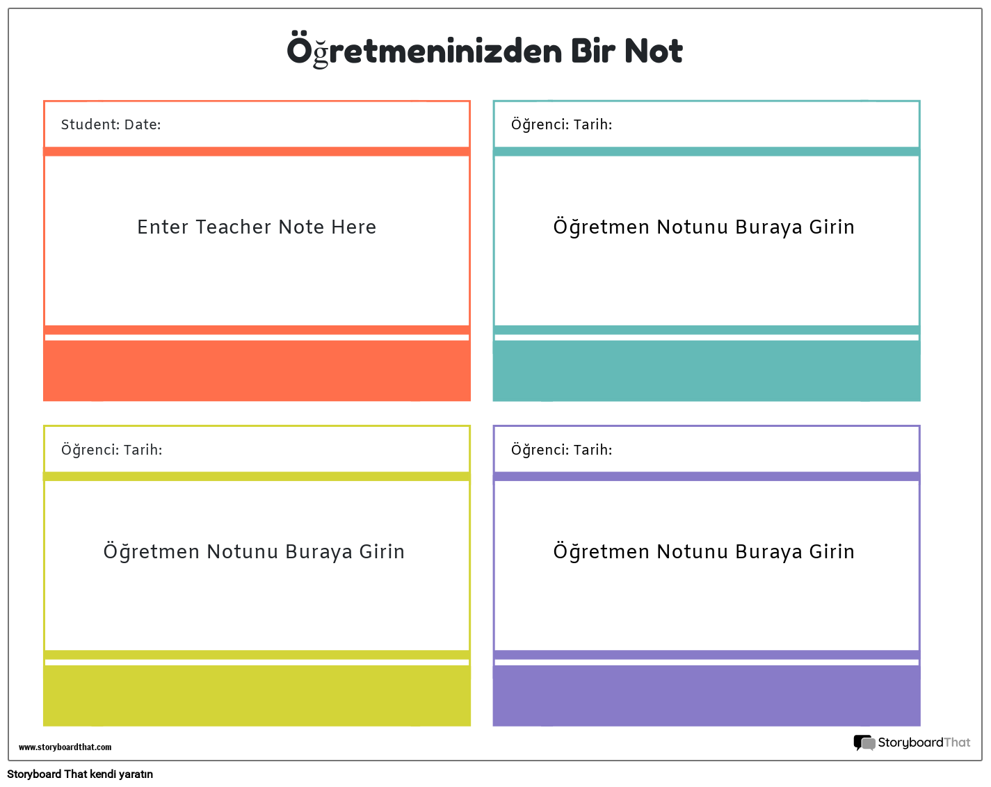 Yeni Oluşturma Sayfası Öğretmen Notları Şablonu 2