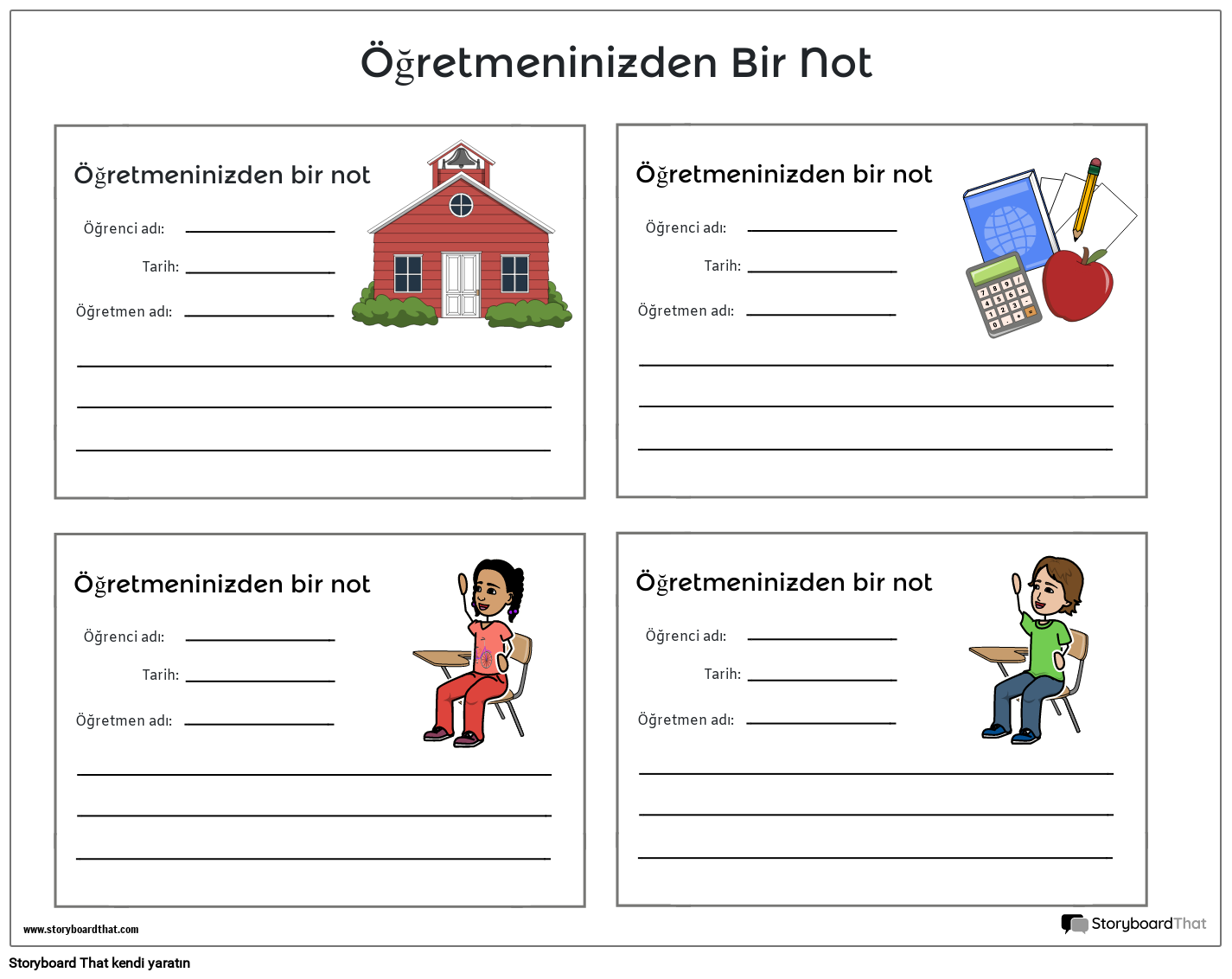 Yeni Oluşturma Sayfası Öğretmen Notları Şablonu 3