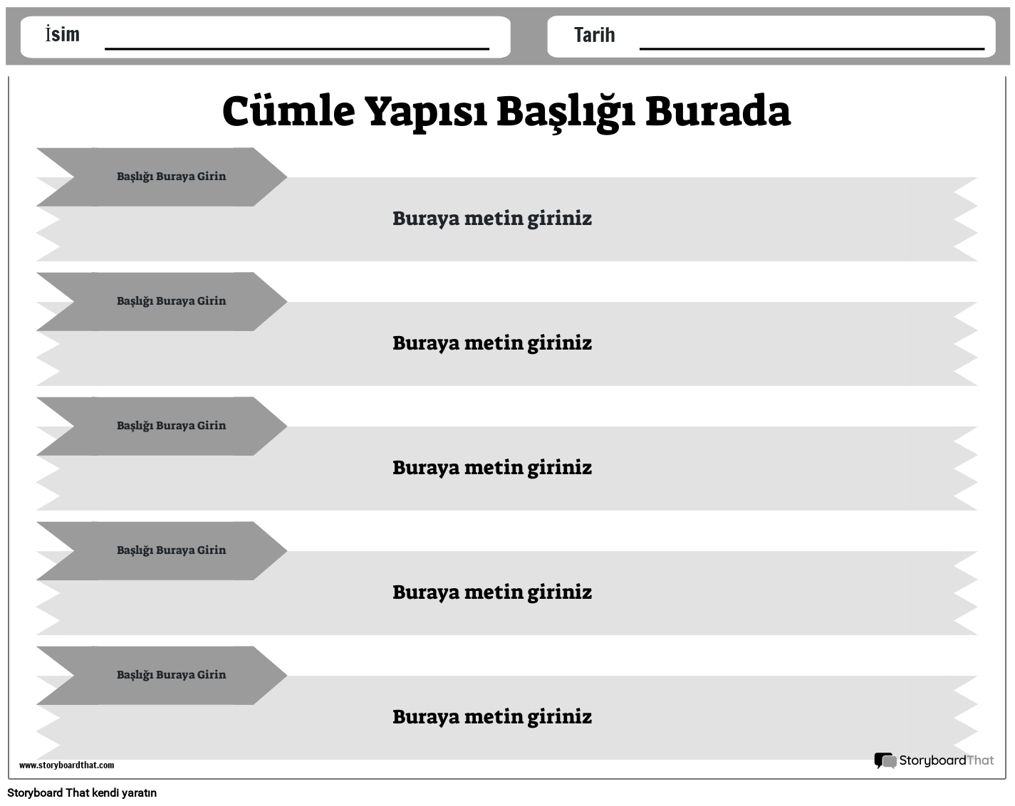 Yeni Sayfa Oluştur Cümle Yapısı Şablonu 3 (Siyah Beyaz)
