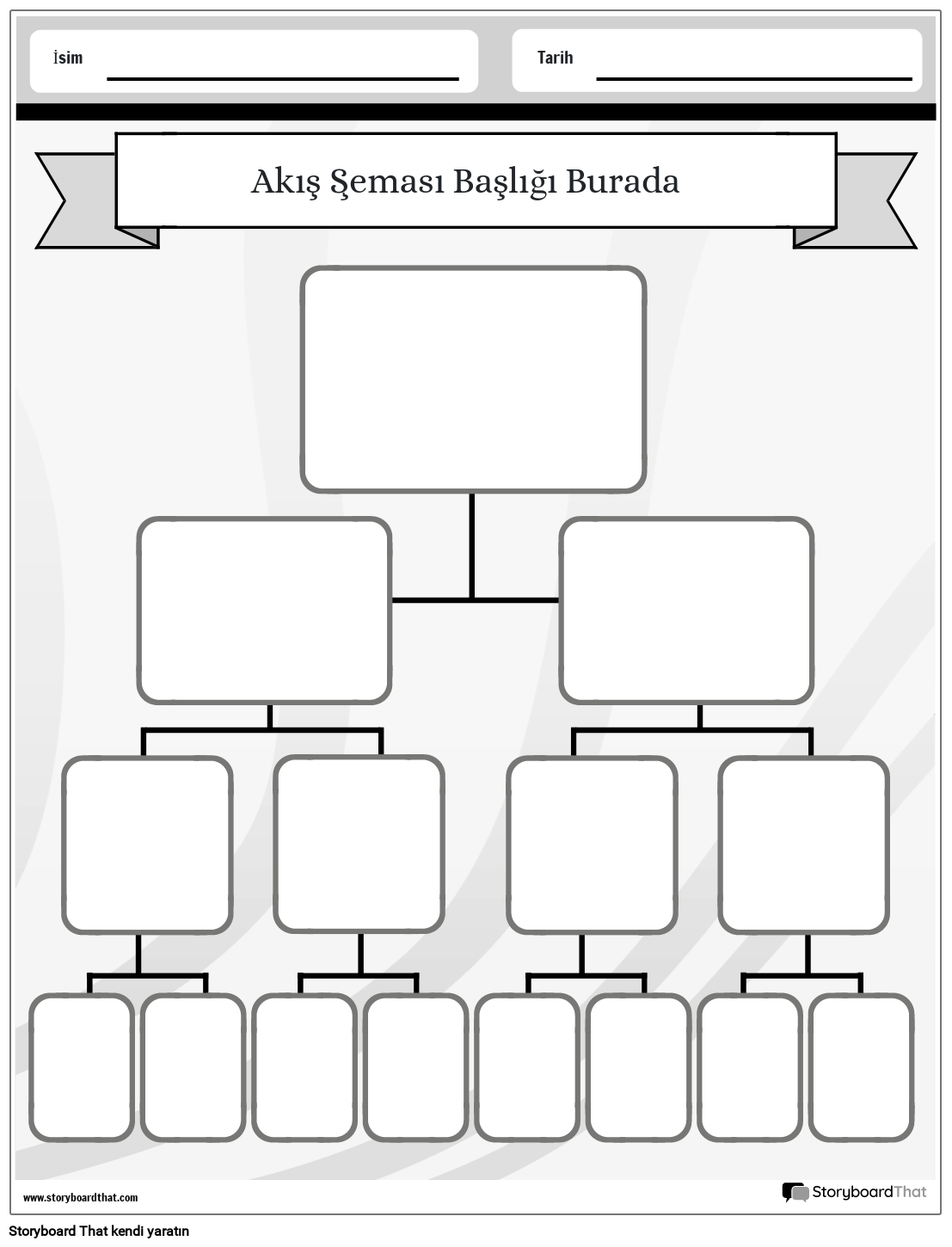 Yeni Sayfa Oluşturma Akış Şeması Şablonu 1 (Siyah Beyaz)