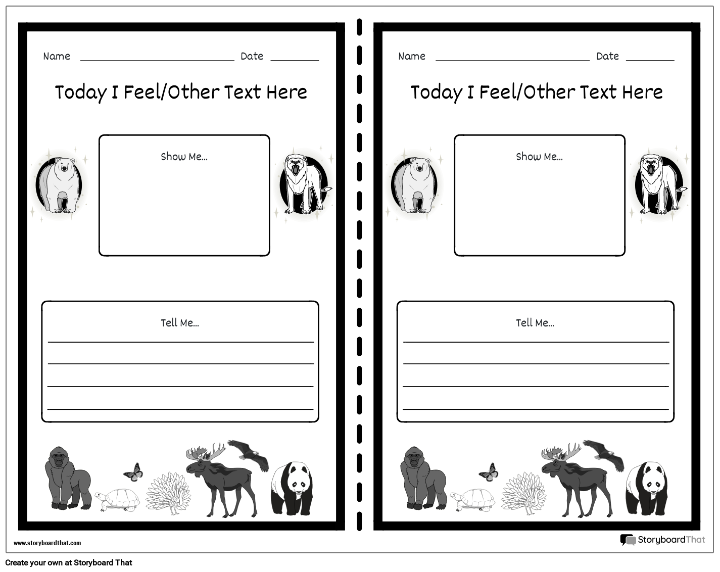 Social Emotional Check-In Template Featuring Animals