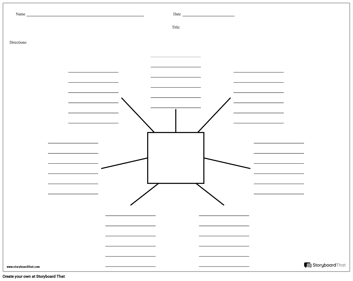 7 Boxes with Lines Spider Map Template